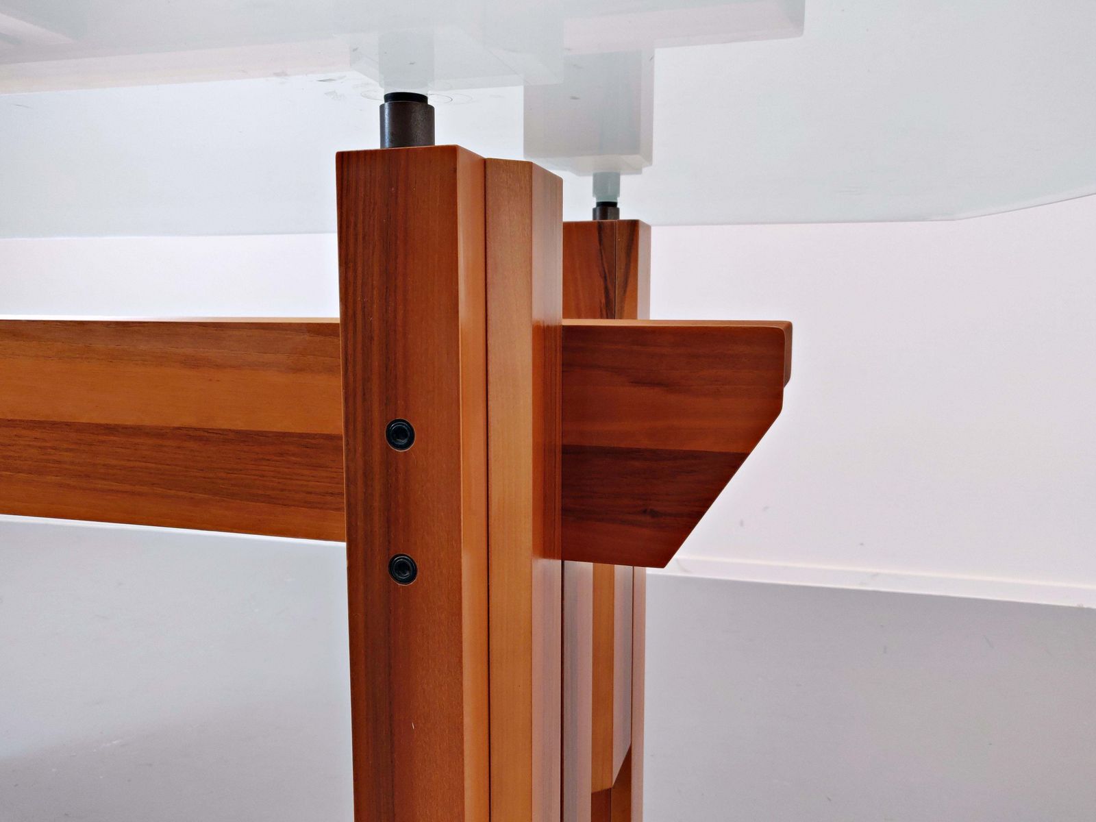 Italian Dining Table, Wood And Glass Top By Franco Poli For Bernini C. 1979 photo Furniture