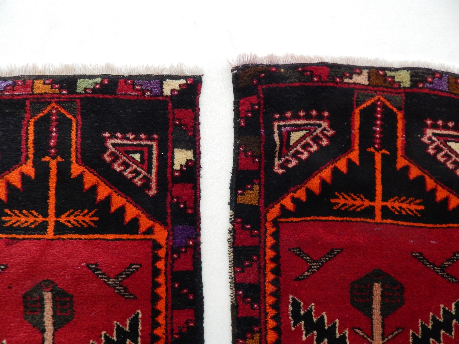1980s Petite Turkish Hand Knotted Wool Rugs A Pair 51 X 108 Cm photo Textiles