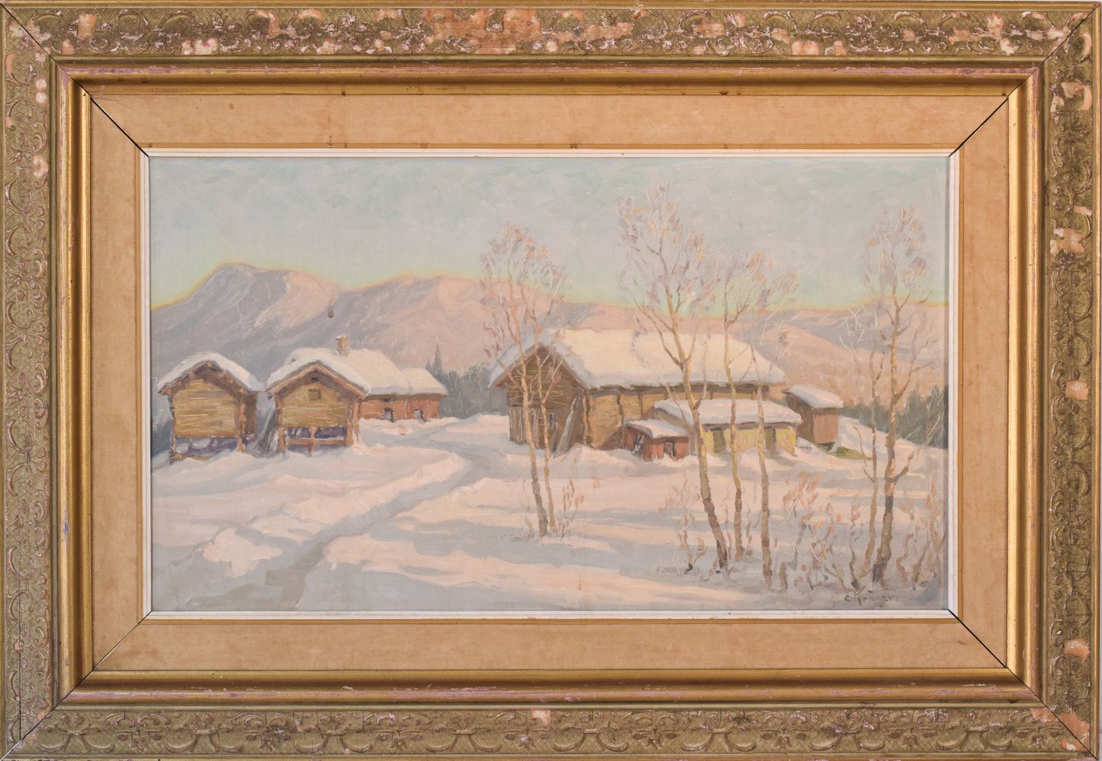 Einar Krüger – Post Impressionistisch Zweeds Sneeuwlandschap photo furniture