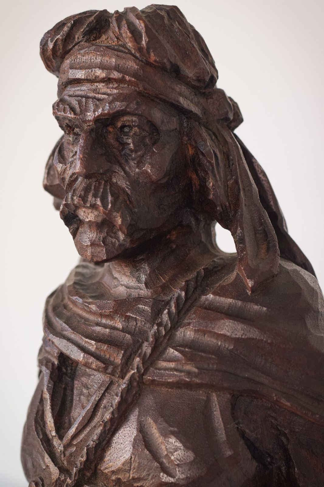 Art Hand Carved Wooden Sculpture Of A Male Figure photo