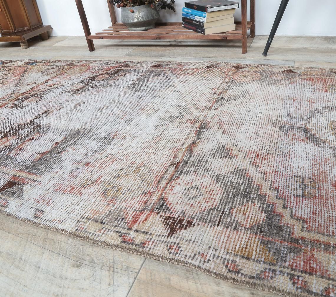 Antique Runner Turkish Oushak Handmade Wool Rug, Red Distresed Hallway Rugs, Rustic Boho Farmhouse Decor, One Of A Kind, Anatolian photo 373.0