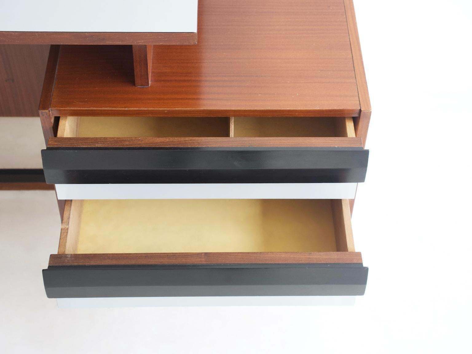 Wooden Writing Desk With Metal Structure, Italy, 1960s photo for sale
