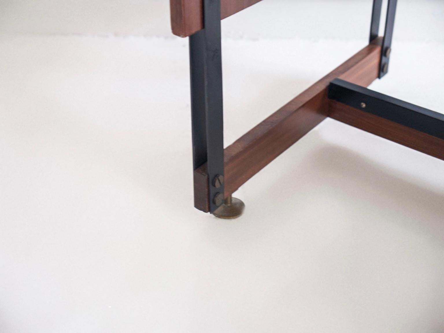 Furniture Wooden Writing Desk With Metal Structure, Italy, 1960s photo