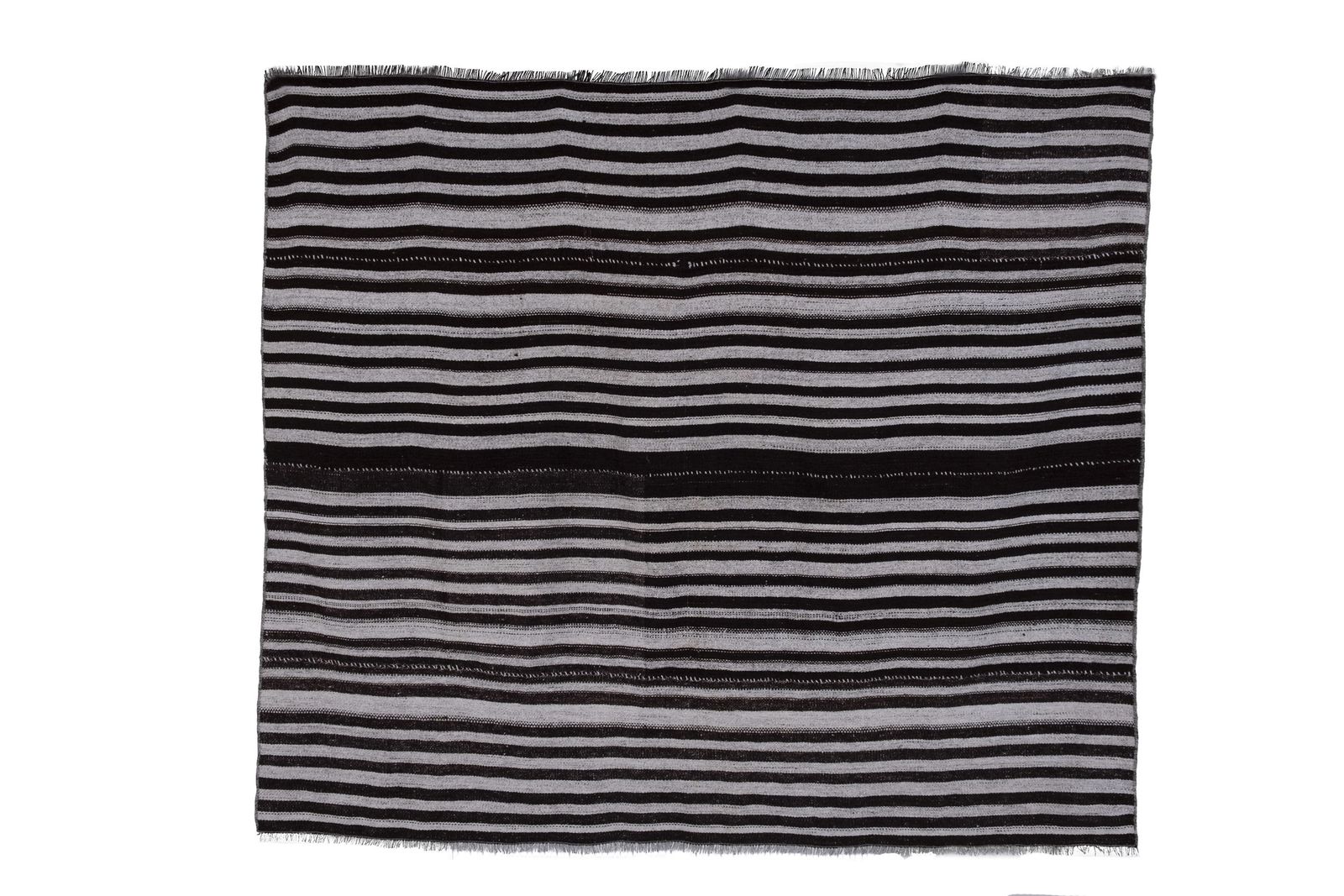 Vintage Striped Goat Hair Turkish Kilim Rug 193 X 228 Cm photo Textiles