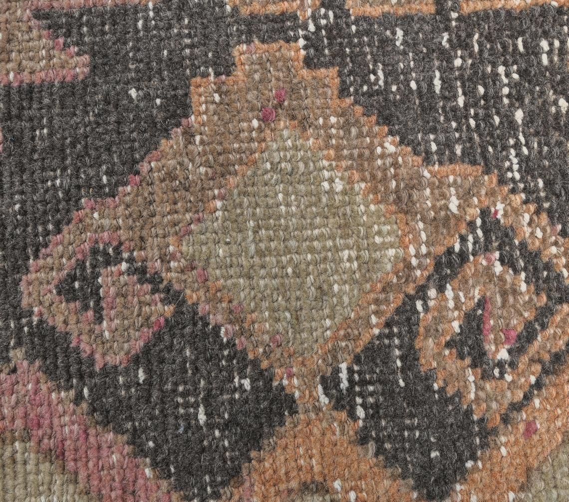 3x13 Vintage Turkish Oushak Runner, Purple Hand Knotted Wool Carpet, Hallway Rug, One Of A Kind, Anatolian, Boho Decor, Shabby Chic photo vinterior