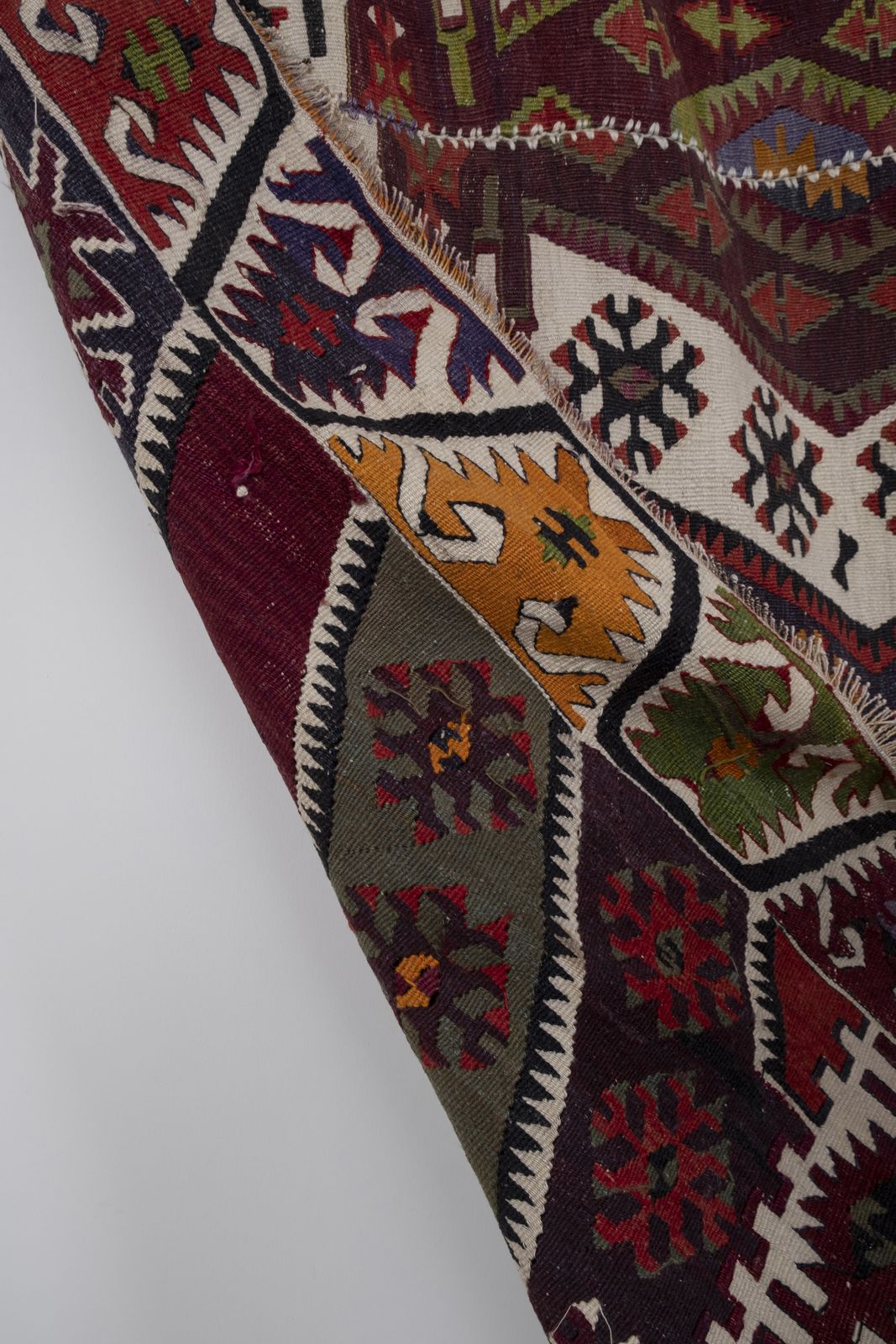 Textiles Vintage Turkish Kayseri Kilim Rug 173 X 403 Cm photo