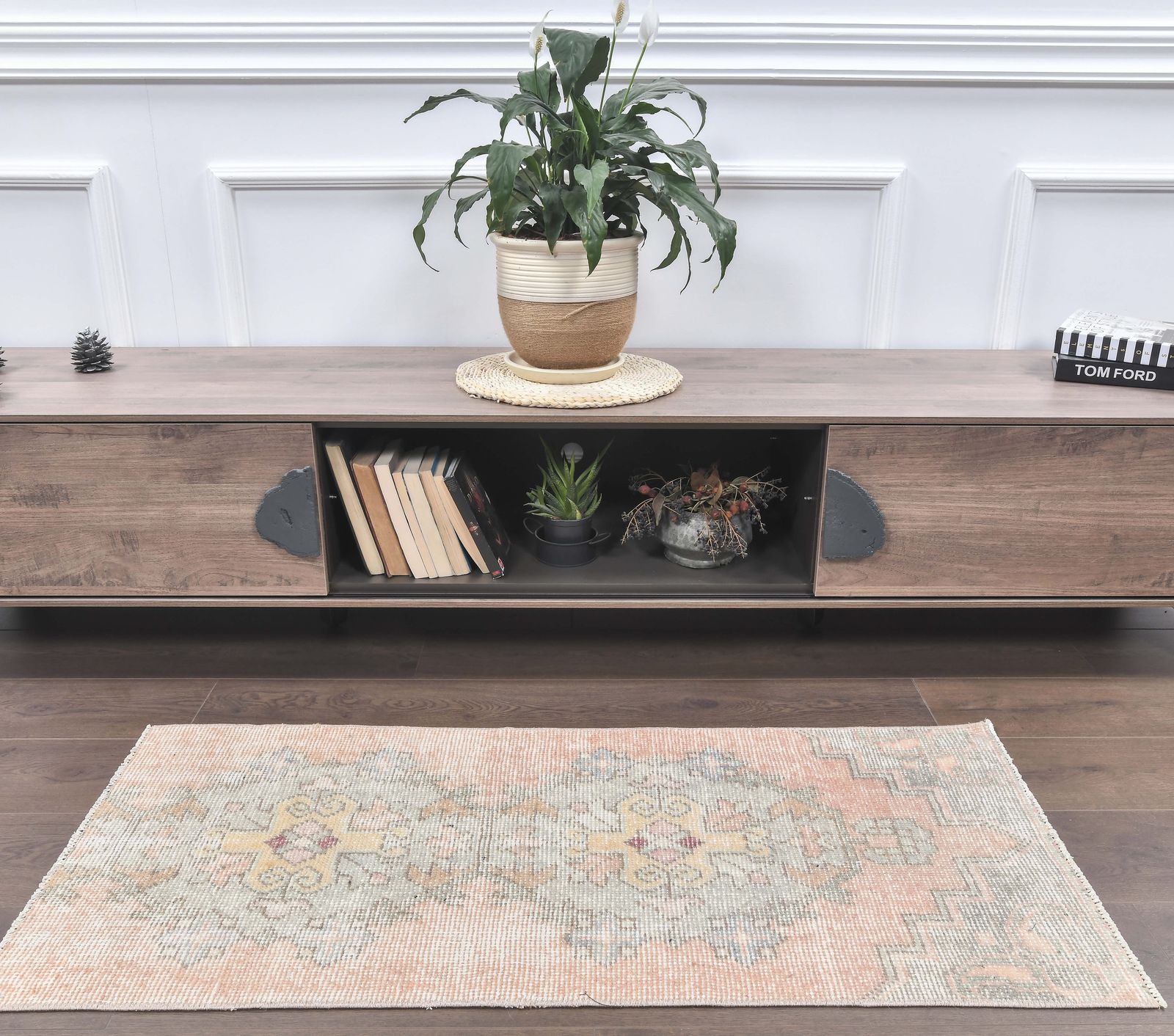 Turkish Oushak Rug, Door Mat Small Carpet, Handmade Wool Oriental Doormat, Orange Mini Rugs, One Of A Kind, Low Pile, Anatolian photo furniture