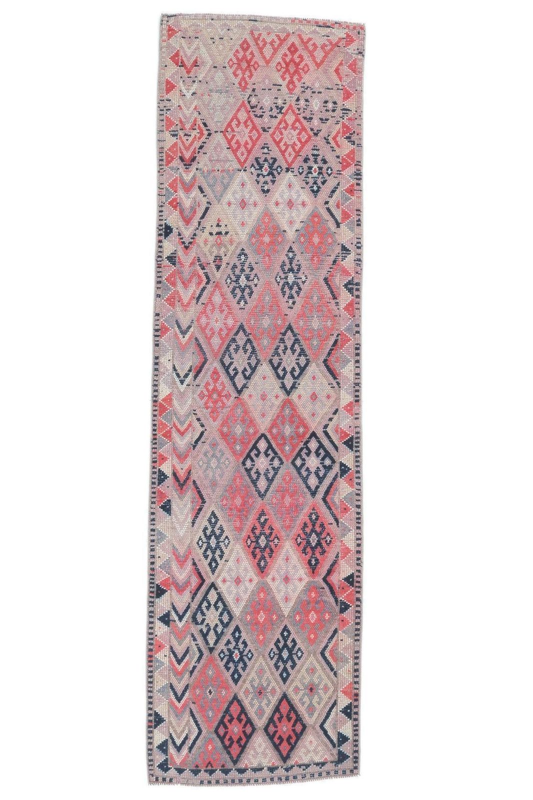 3x10 Diamonds Vintage Turkish Oushak Runner, Hand Knotted Wool Carpet, Hallway Rug, One Of A Kind, Anatolian, Boho Decor, Shabby Chic photo furniture