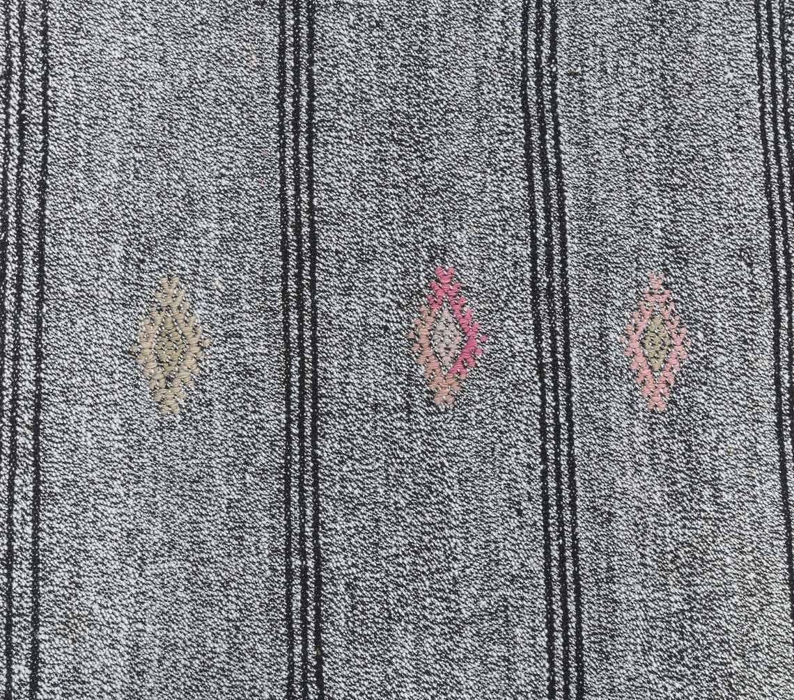 3x9 Vintage Turkish Kilim Runner Rug, Oushak Handmade Wool Flatweave, Gray Ethnic Rugs, Farmhouse Decor, One Of A Kind, Bohemian photo vinterior