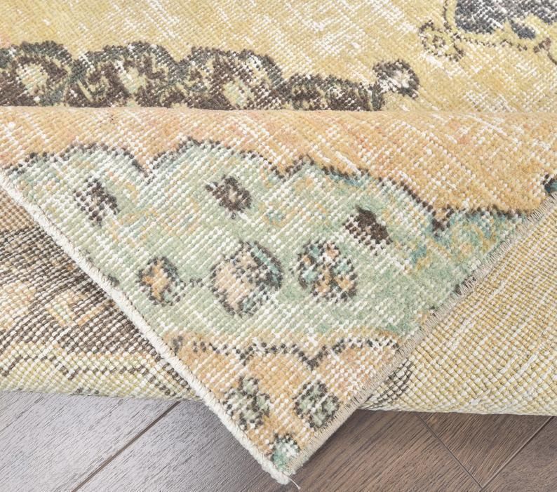 3x10 Antique Turkish Oushak Runner, Handmade Wool Carpet, Kitchen Hallway Rug, Farmhouse Decor, One Of A Kind, Anatolian Low Pile Carpet photo Textiles
