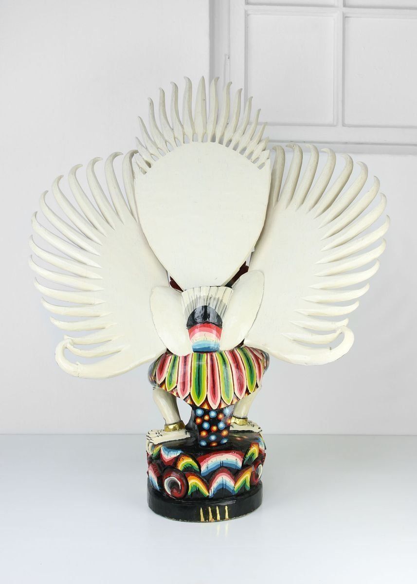 photo buy Vintage Hand Carved Colourful Balinese Sculpture
