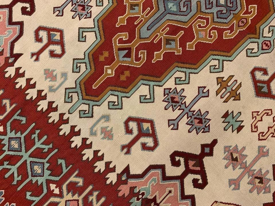Rare Antique Pirot Serbian Kilim Rug, Handwoven Wool Oriental Rug  180x300cm photo Textiles