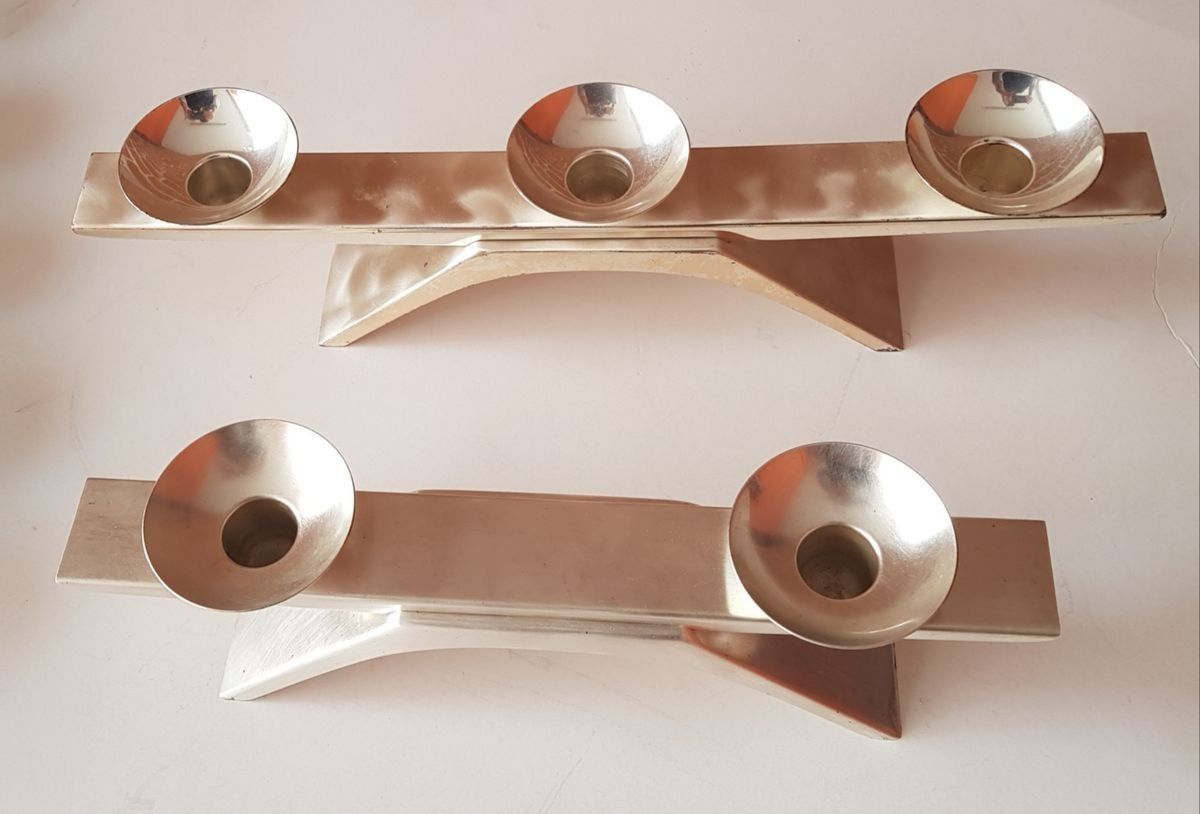 Ikora Silver Plated Candleholders By Radke Kurt For Wmf, 1960s, Set Of 2 photo for sale