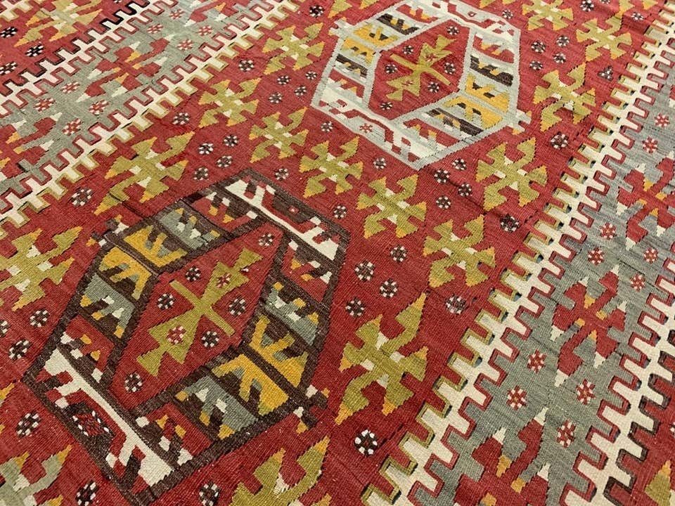 Rare Handmade Flatwoven Turkish Kilim Rug, Oriental Wool Rug  160x200cm photo for sale