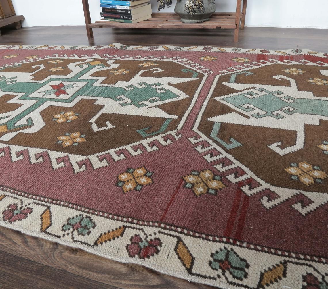3x9 Eclectic Vintage Turkish Oushak Runner, Hand Knotted Wool, Red Kitchen Hallway Rug, One Of A Kind, Anatolian, Boho Decor, Shabby Chic photo Textiles
