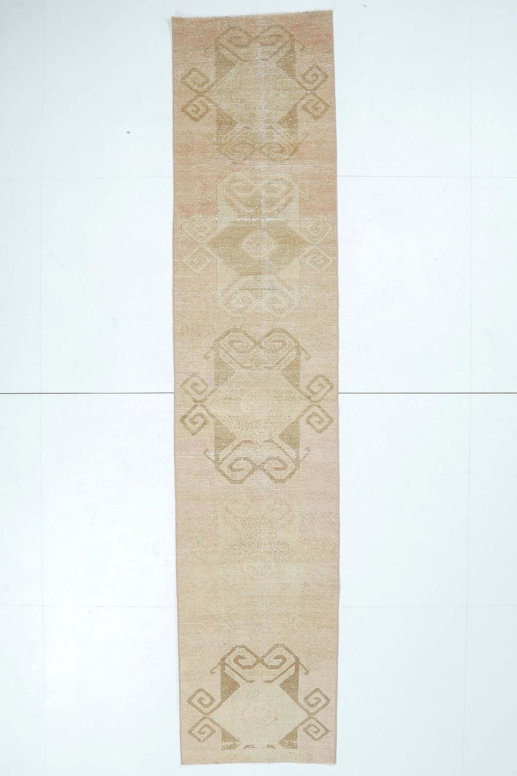 3x12 Faded Orange Vintage Turkish Oushak Runner, Handmade Wool Carpet, Geometric Hallway Rug, Farmhouse Decor One Of A Kind Anatolian photo furniture