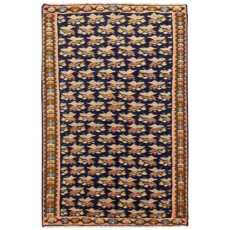 Antique Kilim Rug Caucasian Kilim, Handwoven Oriental Wool Rug  108x158cm