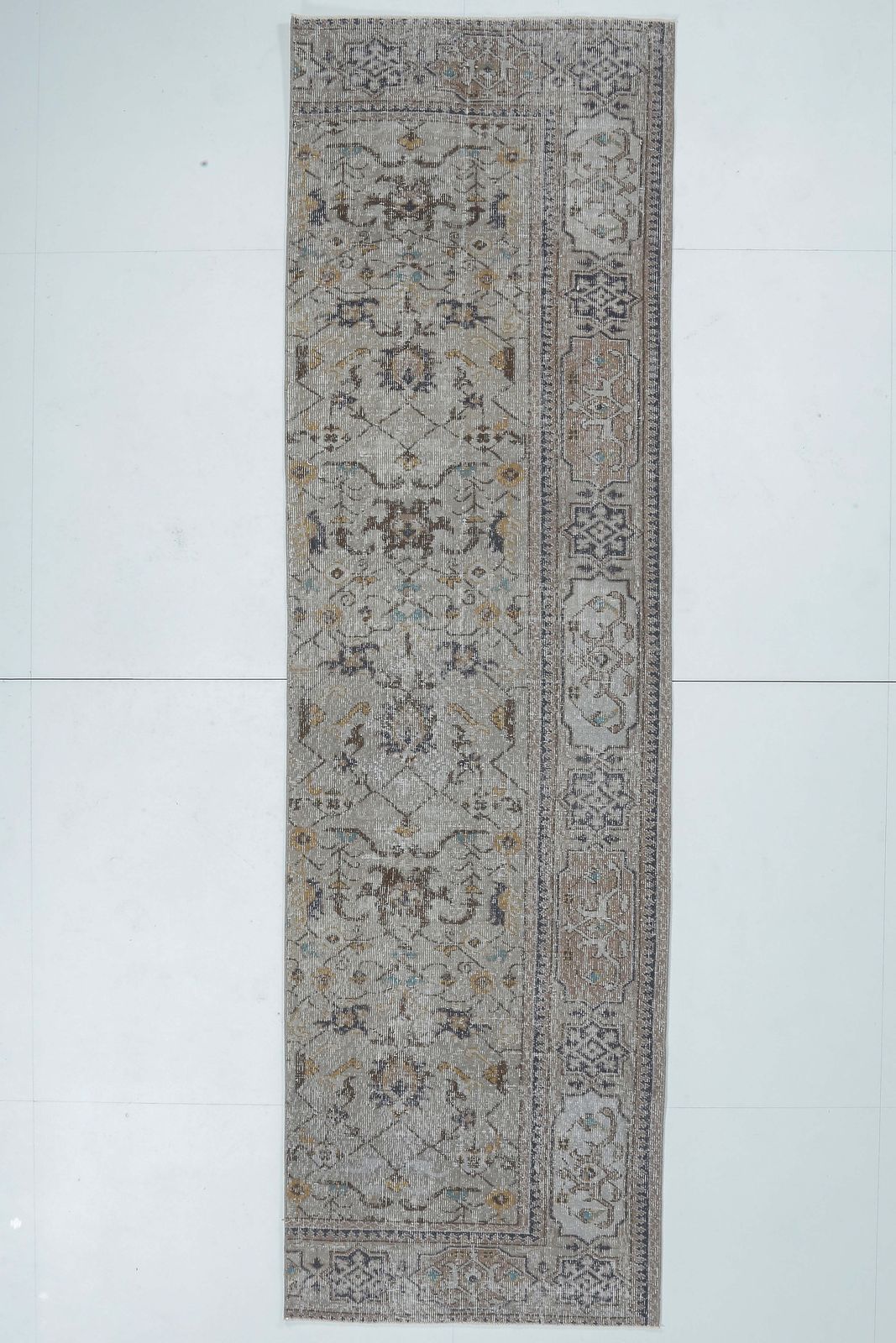 Turkish Vintage Runner, Oushak Handmade Wool Rug, Floral Gray Hallway Rugs, Farmhouse Decor, One Of A Kind, Folk Art, Made In Anatolia photo furniture