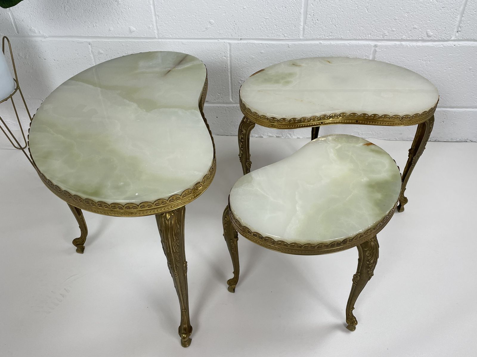 photo buy Hollywood Regency Onyx & Gilt Metal Italian Nest Of Tables