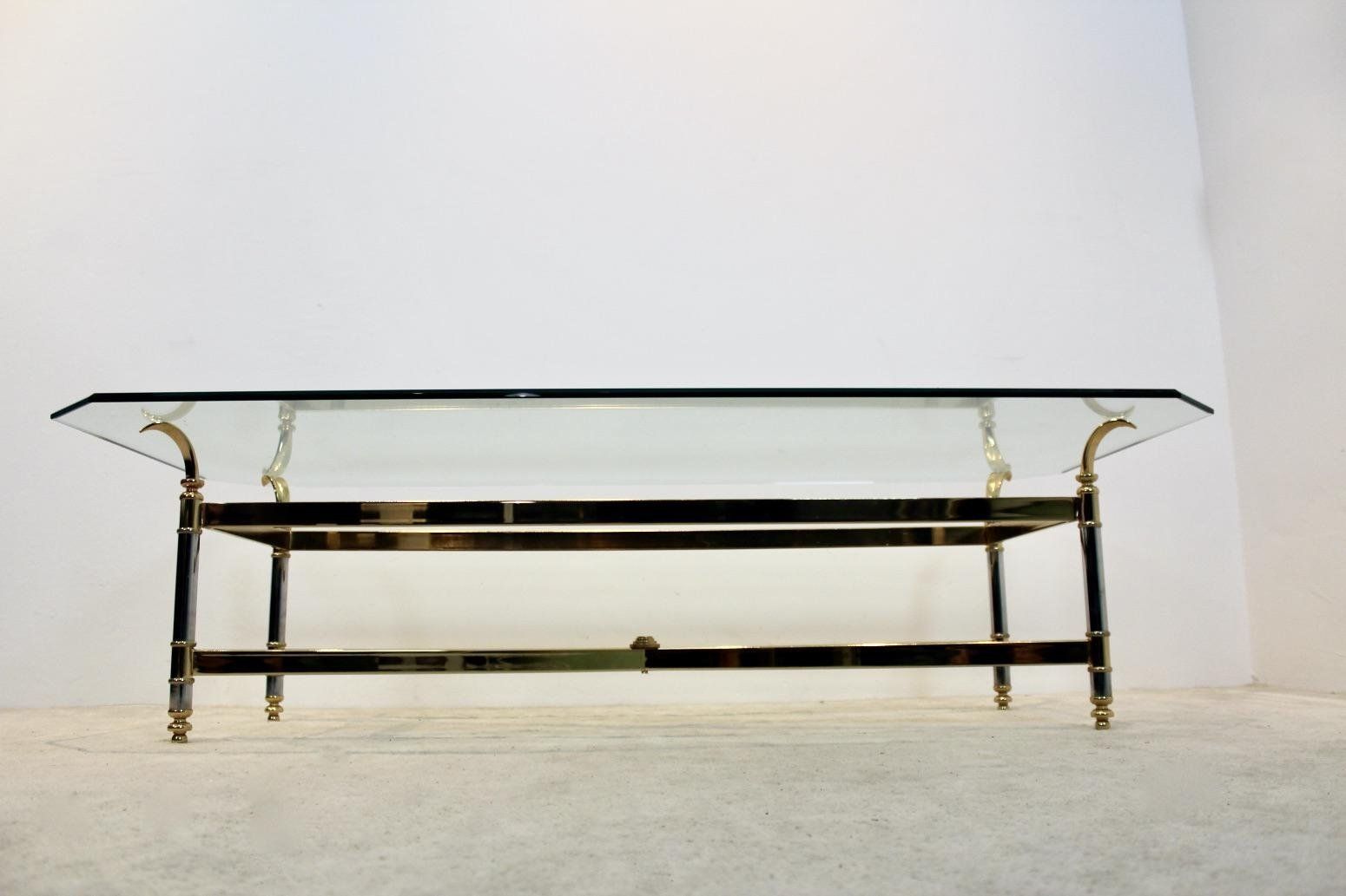 Brass, Chrome & Glass Center Table, France 1970s photo 2114.32
