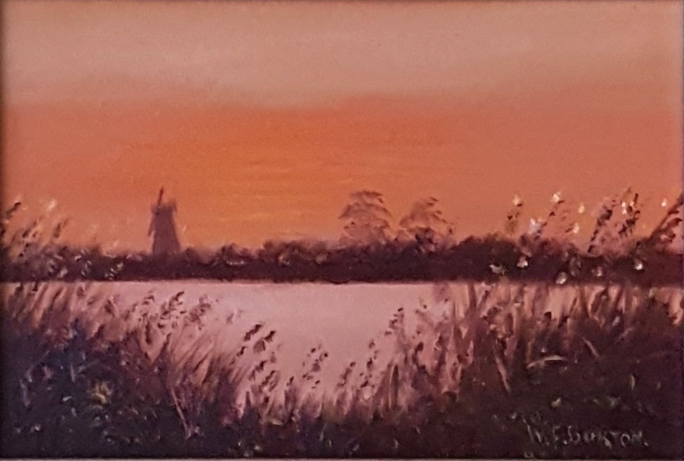 Oil On Board By William Francis Burton. Sunset, Hickling. photo furniture