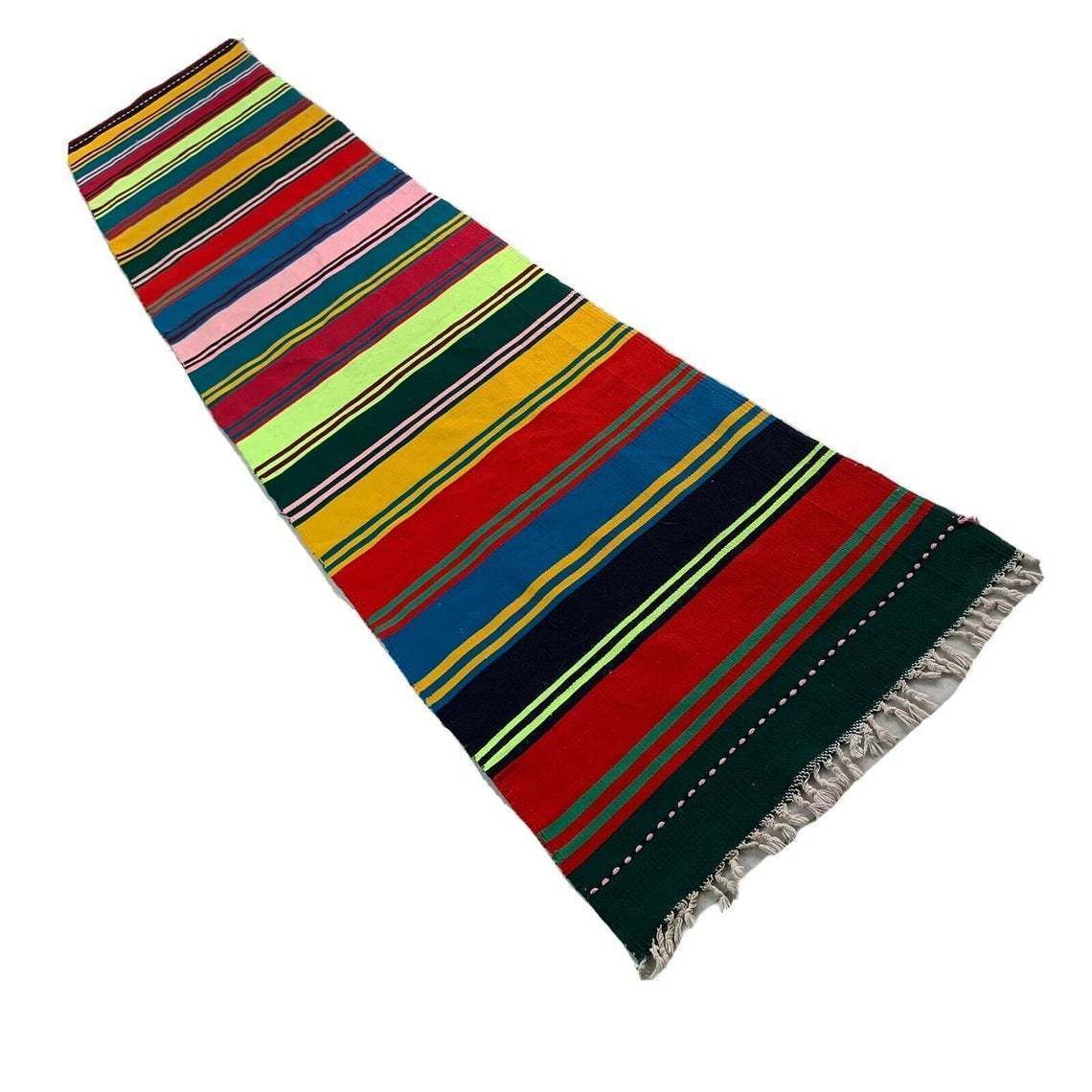 Traditional Turkish Kilim Rug Runner , Vintage Turkish Wool Country Home Kelim Runner 290 X 61 Cm photo vintage