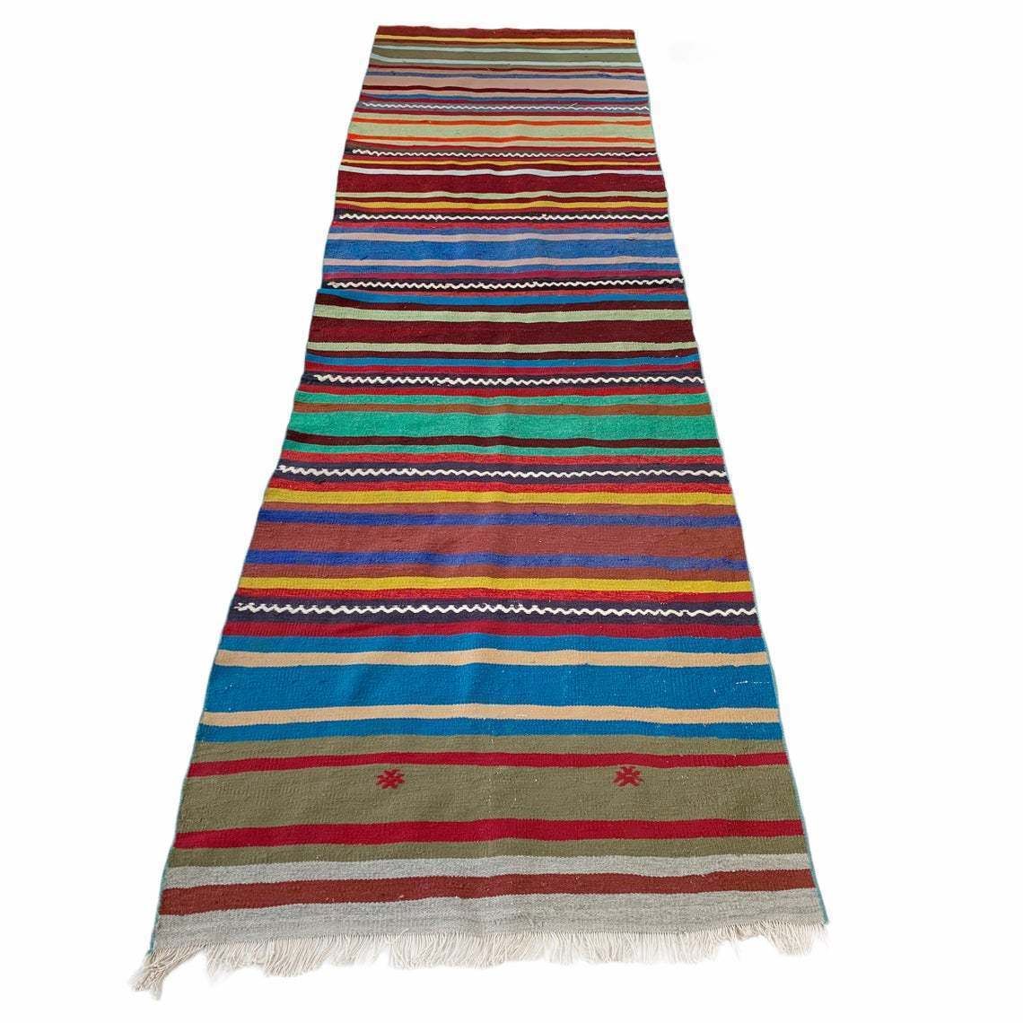 photo for sale Traditional Turkish Kilim Rug Runner , Vintage Turkish Wool Country Home Kelim 297 X 85 Cm