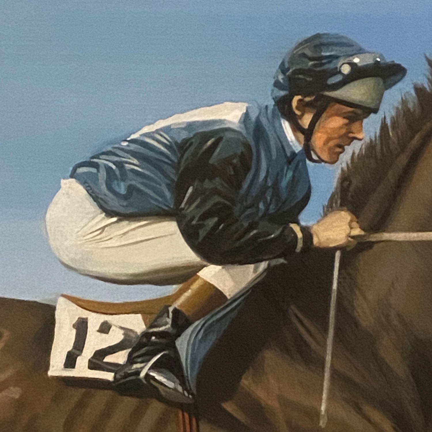 Graham Turner:  Oil On Canvas Of A Jockey And Racehorse In Action photo for sale