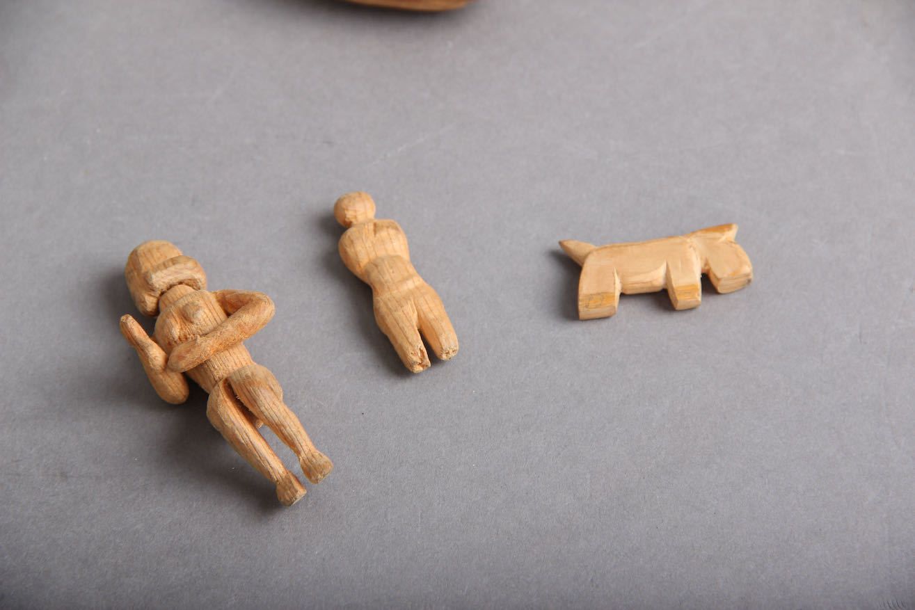 Wooden Figures Handcrafted By Victor Mehl (1911 1944) Produced By Danish Prisoners Of War During World War II. photo for sale