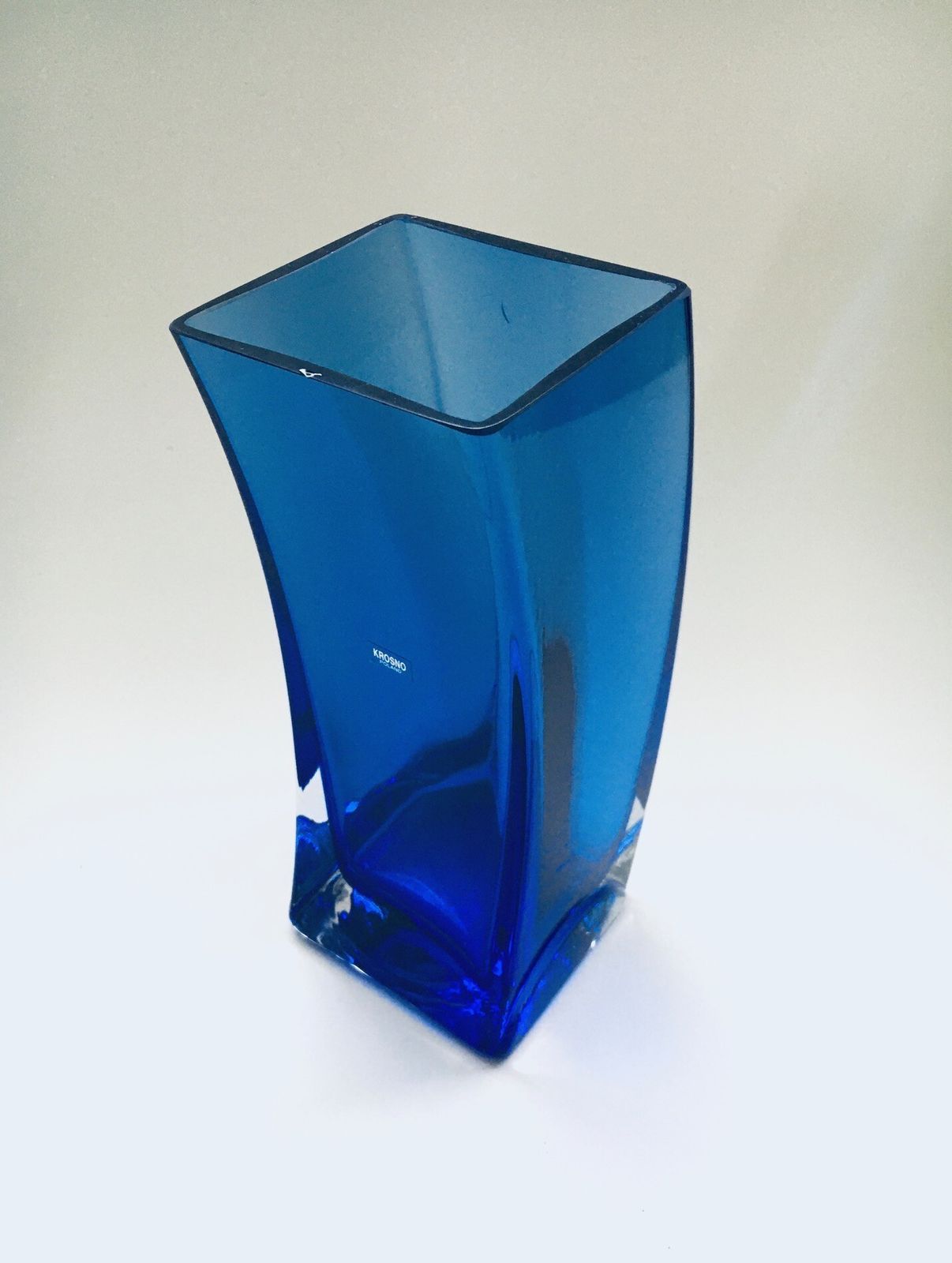 Postmodern Design Blue Art Glass Vase By Krosno, Poland 1980s photo buy