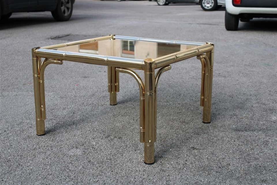 Square Coffee Table In 24 Karat Gold Metal Italian Design 1970 Bamboo Cane photo furniture