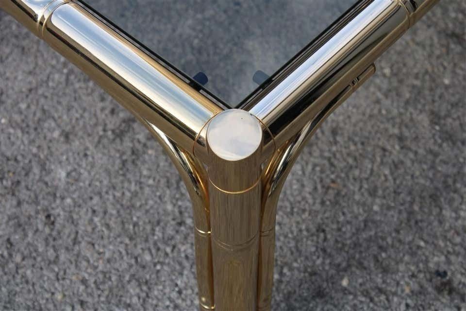 Square Coffee Table In 24 Karat Gold Metal Italian Design 1970 Bamboo Cane photo Furniture