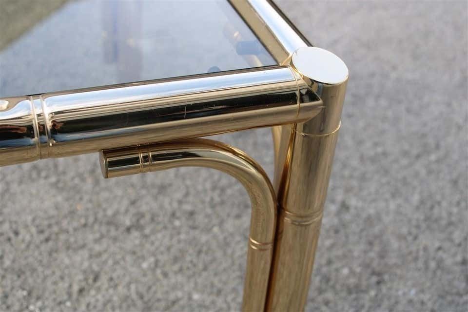 Square Coffee Table In 24 Karat Gold Metal Italian Design 1970 Bamboo Cane photo buy