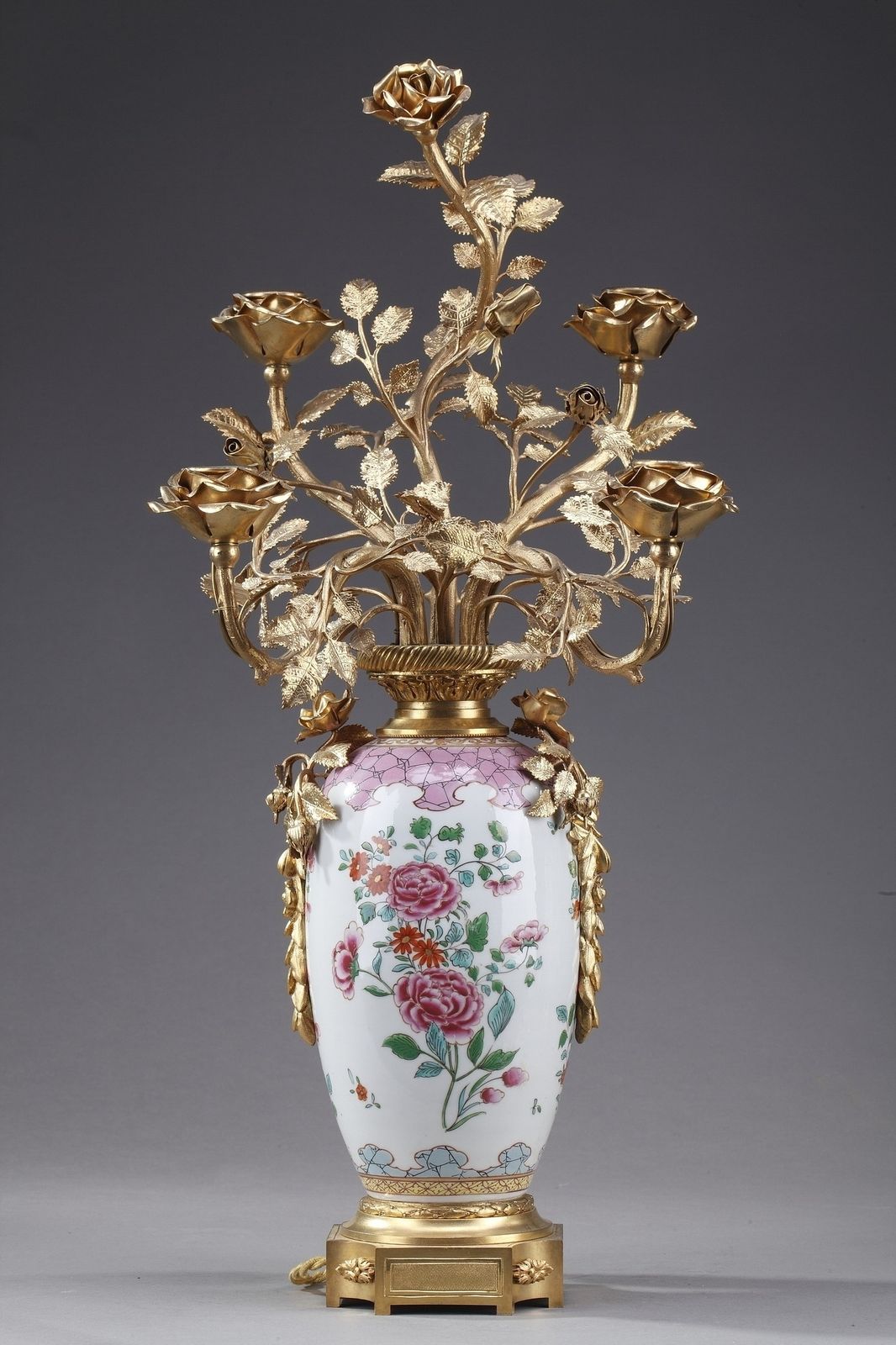 Vases Mounted As Lamps In "Famille Rose" Porcelain Taste photo furniture