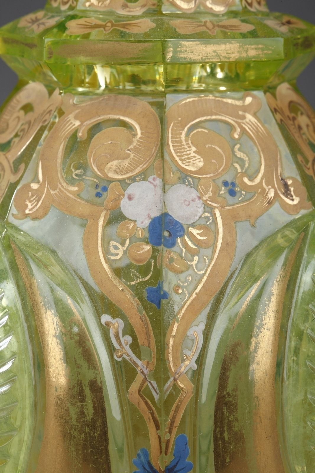 1624.0 Ouraline Glass Decanter, Bohemia, 19th Century photo