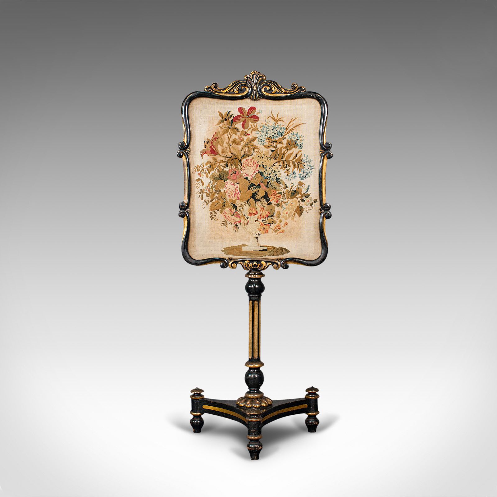 Home Fixtures Antique Fireside Screen, English, Panel, Needlepoint, Tapestry, Regency, C1830 photo