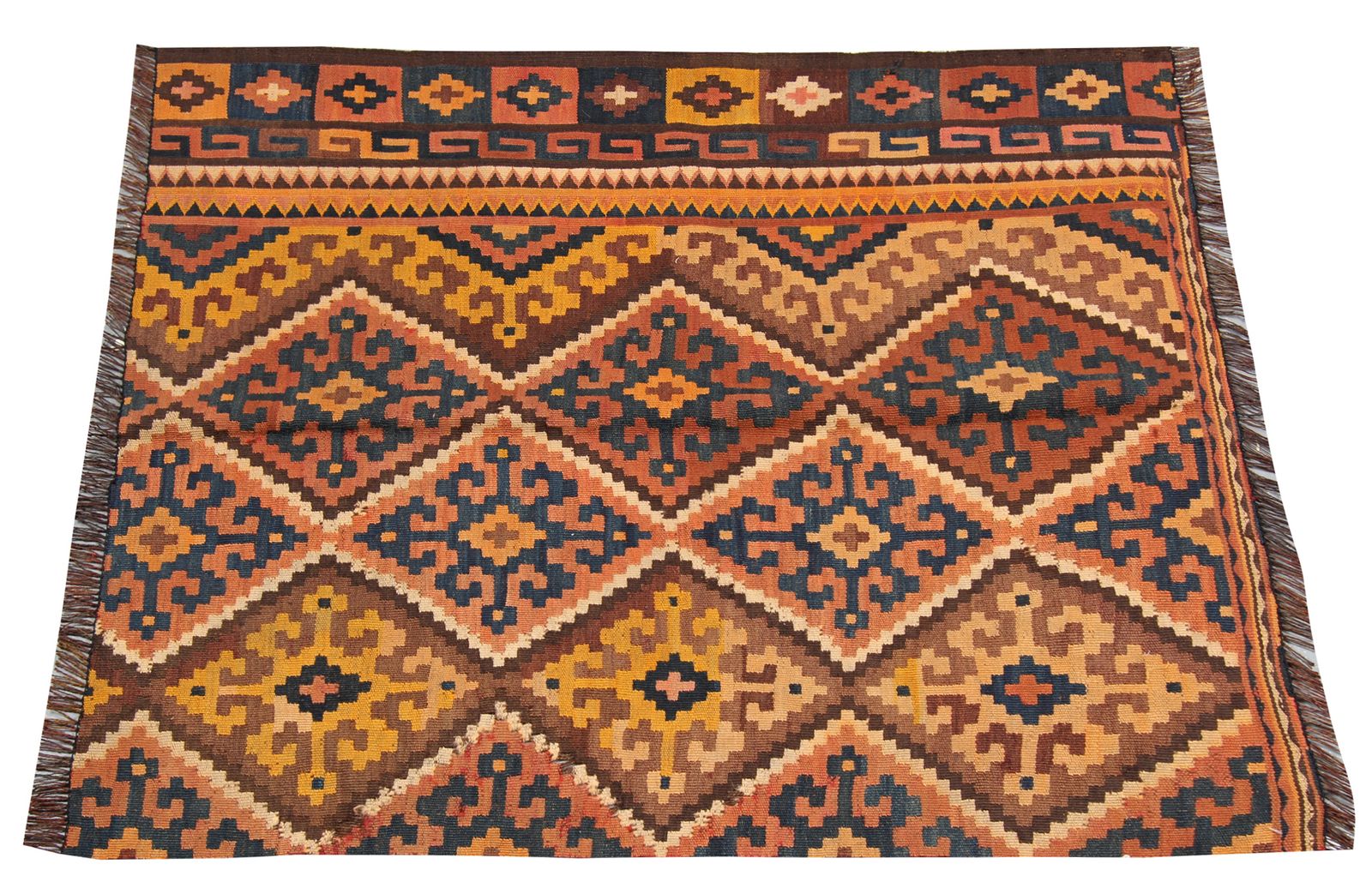 Traditional Flat Woven Afghan Kilim Runner Rug, Tribal Geometric Carpet 95x110cm photo furniture