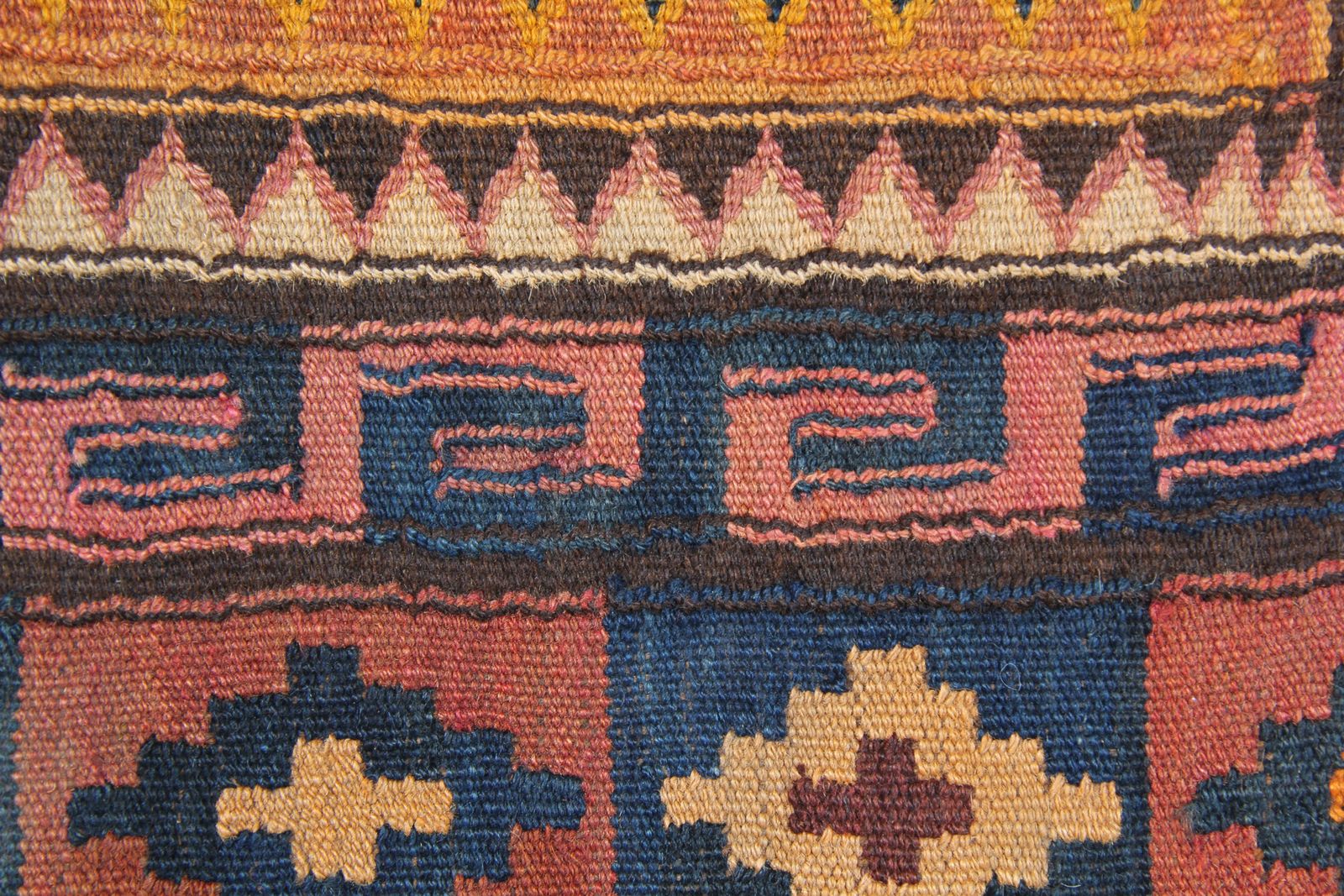Traditional Flat Woven Afghan Kilim Runner Rug, Tribal Geometric Carpet 95x110cm photo for sale