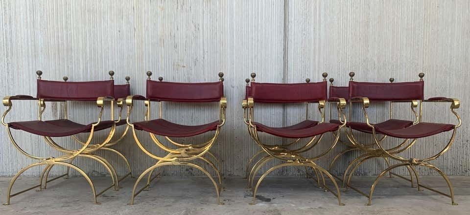 Fauteuils Savonarola de metteur en scène italiens, chromés et en cuir, Hollywood Regency, années 1960 photo for sale
