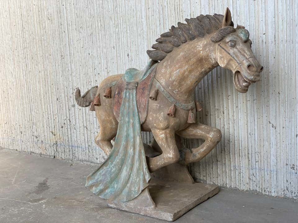 Paire de chevaux en terre cuite de la dynastie Han, Chine, « 206 av. J.-C. - 220 apr. J.-C. » photo Art