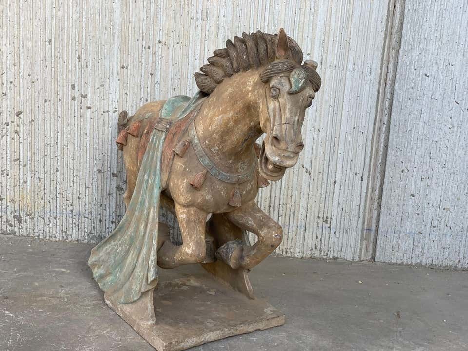 Paire de chevaux en terre cuite de la dynastie Han, Chine, « 206 av. J.-C. - 220 apr. J.-C. » photo 7632.0