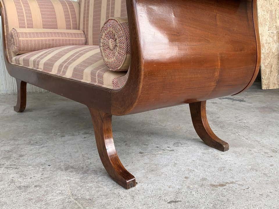 French Early 20th Regency Style Wood Scroll Arms Sofa Or Setee photo buy