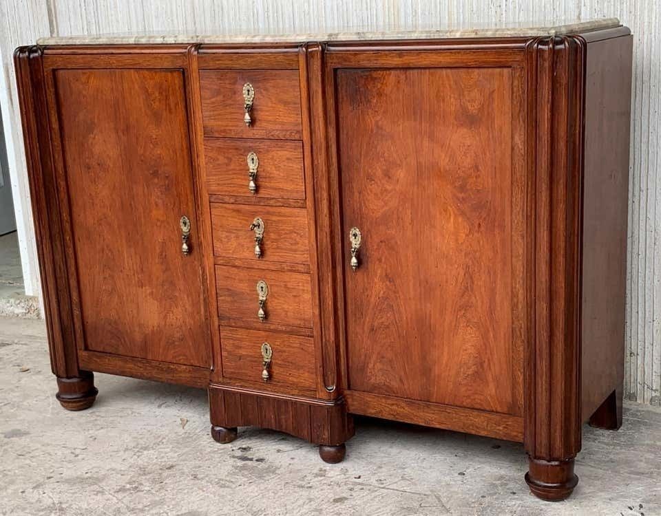 Grand buffet Art déco français en acajou et ébène de Macassar, XXe siècle photo Mobilier