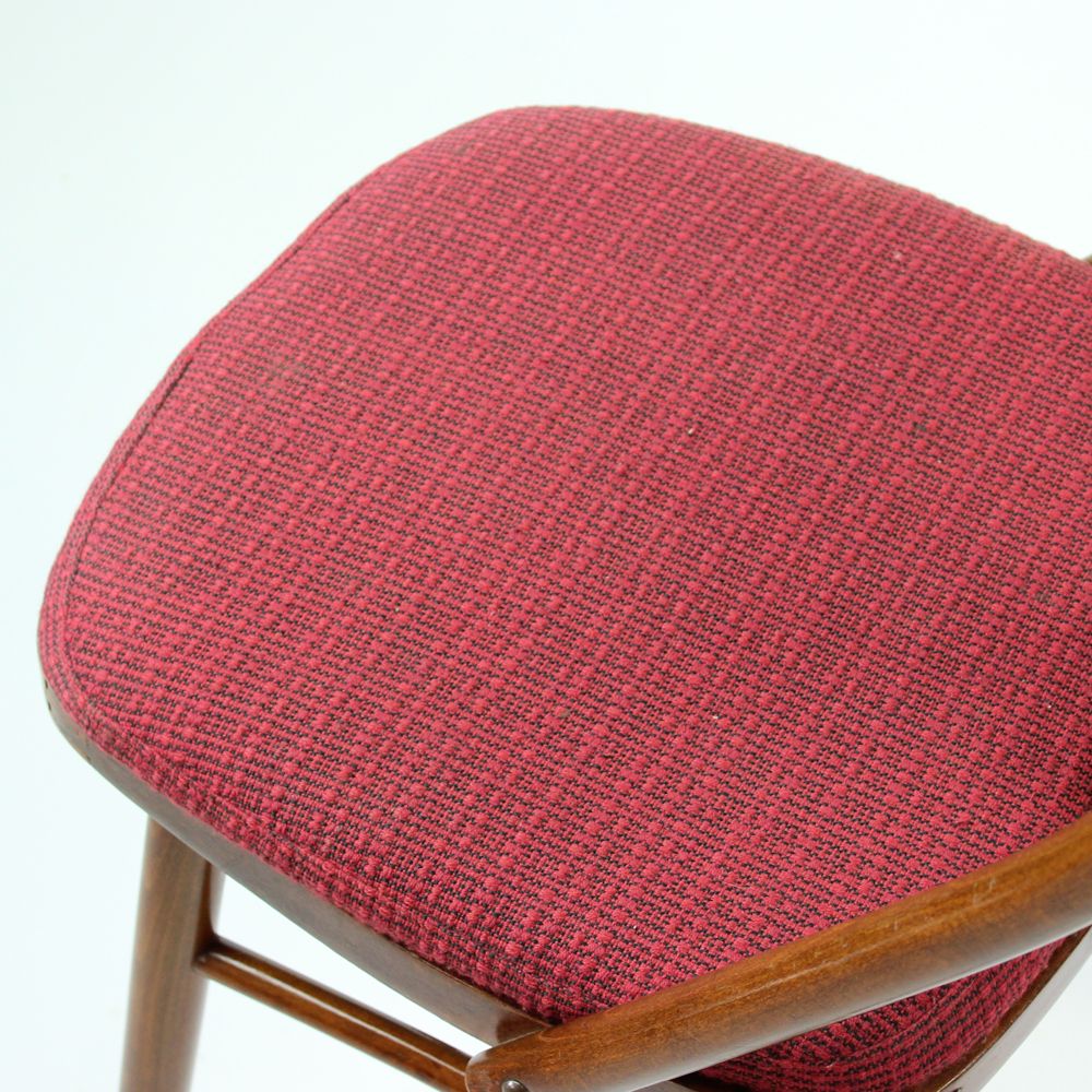 Elegant Dining Chairs In Wood And Pink Upholstery, Czechoslovakia 1960s, Set Of 4 photo buy