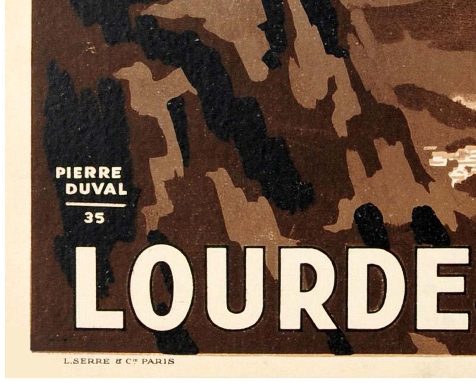Original Vintage 1930s French Travel Poster   Téléphérique Du Béout, Lourdes France   By Pierre Duval   Cable Car   Linen Backed   30s photo 795.0