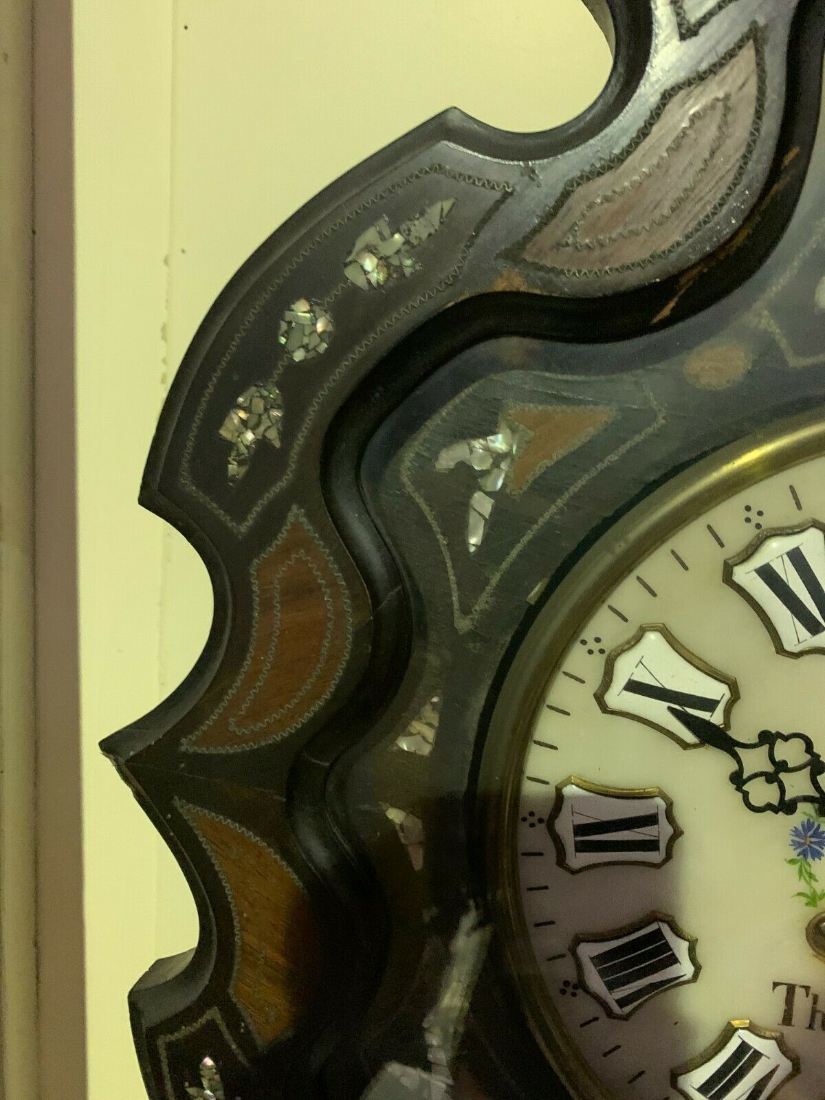 Napoleon III Wall Clock Bull's Eye 19th Century Mother Of Pearl Pendulum photo Home Decor