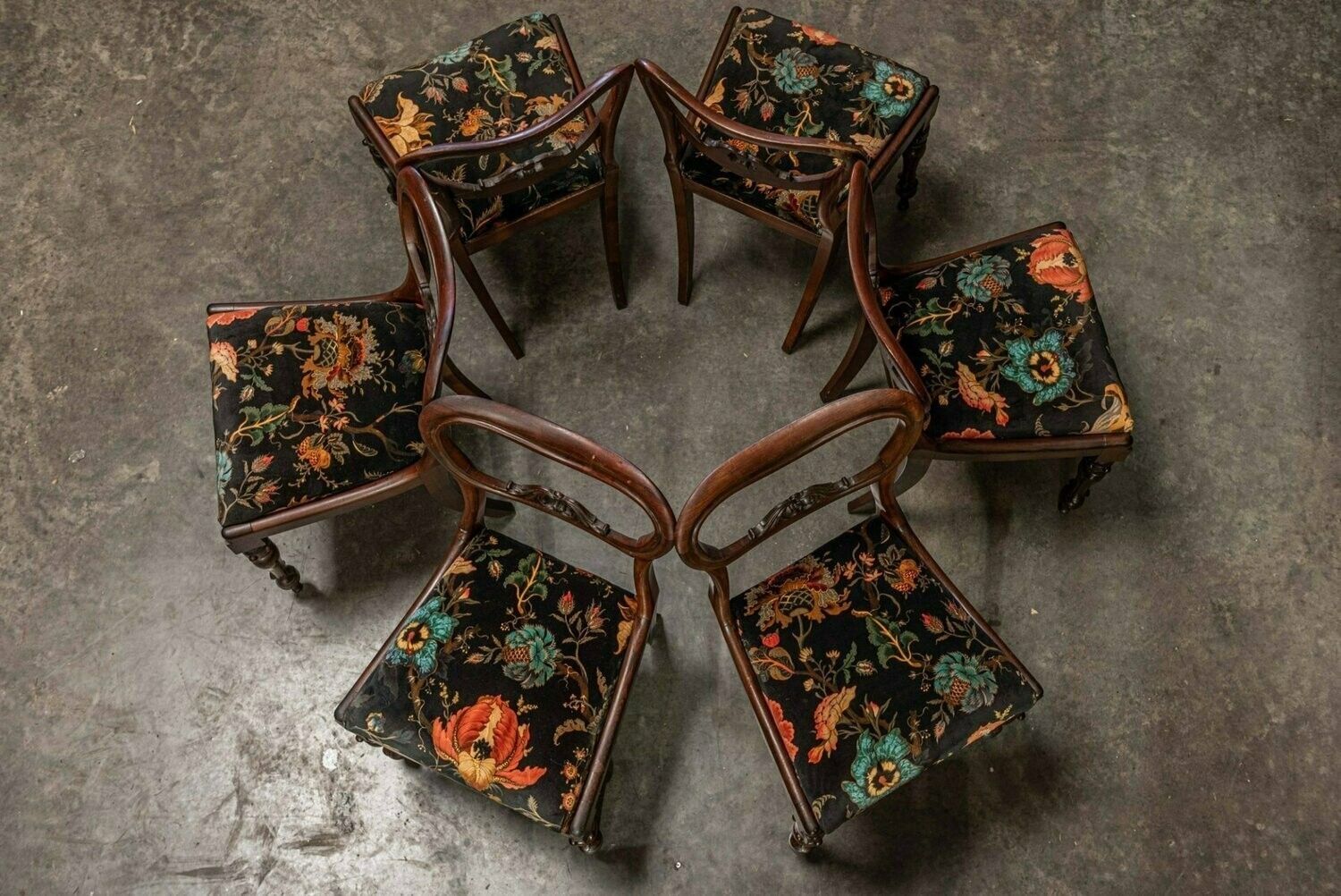 19th C Set Of 6 Rosewood Upholstered Chairs photo furniture