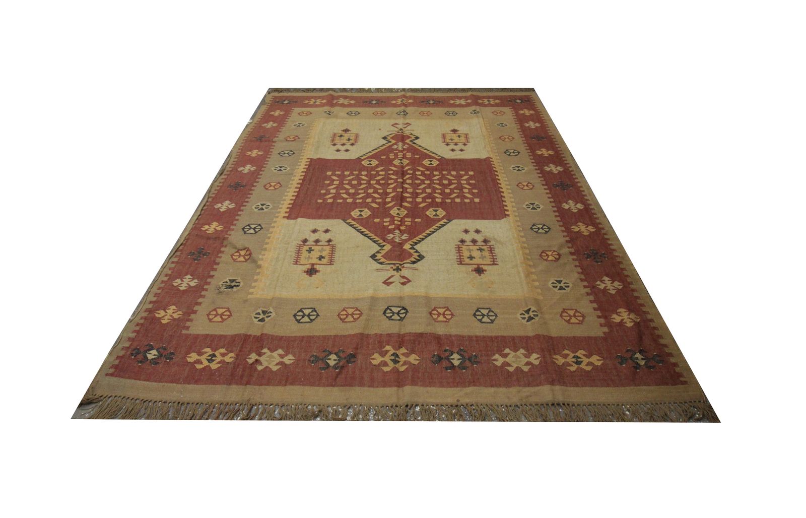 photo furniture Handwoven Turkish Kilim Area Rug, Traditional Geometric Wool Rug  255x325cm