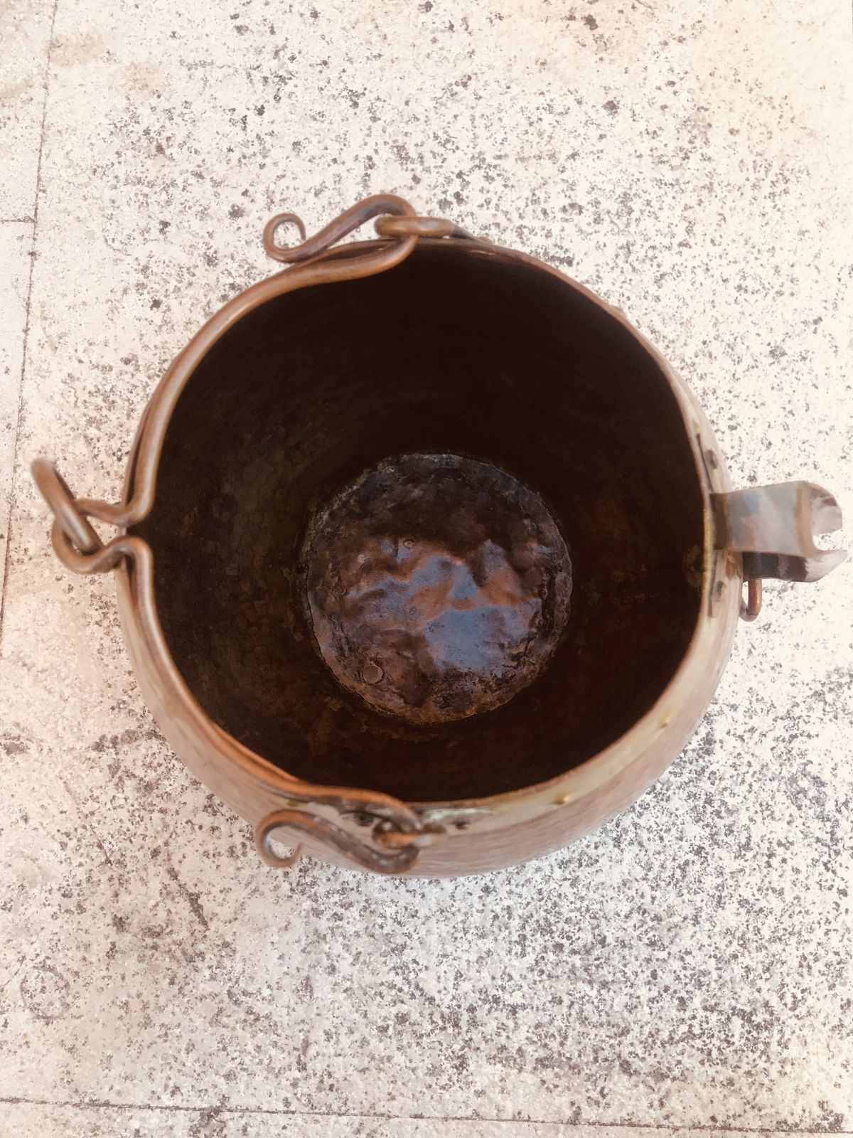 Vintage Spanish Patinated Brass And Copper Pot, 1970s photo 276.0