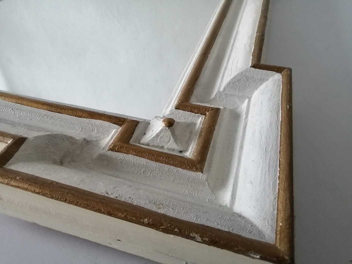 19th Century Wood White And Gilted Coloured X Large Art Nouveau Wall Mirror By Meissen photo vinterior